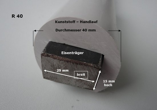Kunststoff Rundhandlauf R40 - Technisches Bild